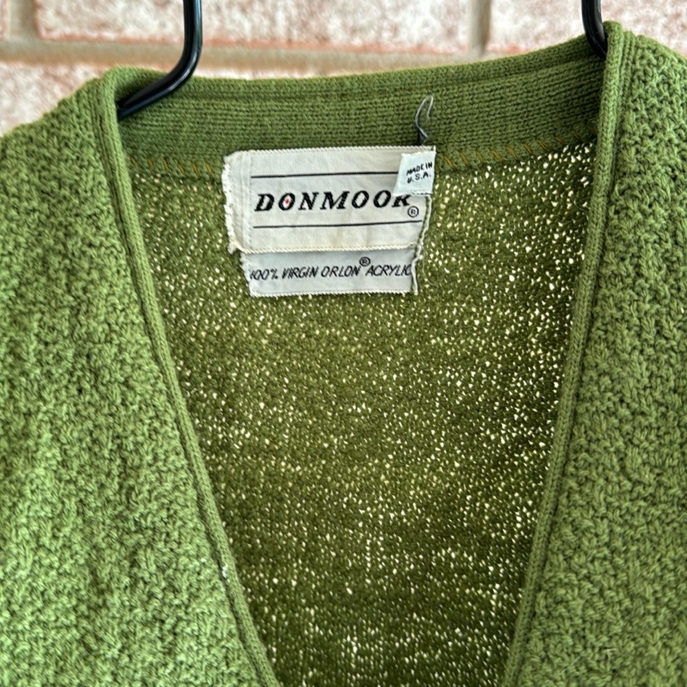 LNOS Vintage Don moor 1950s 60s Avocado green Button cardigan USA Made O…